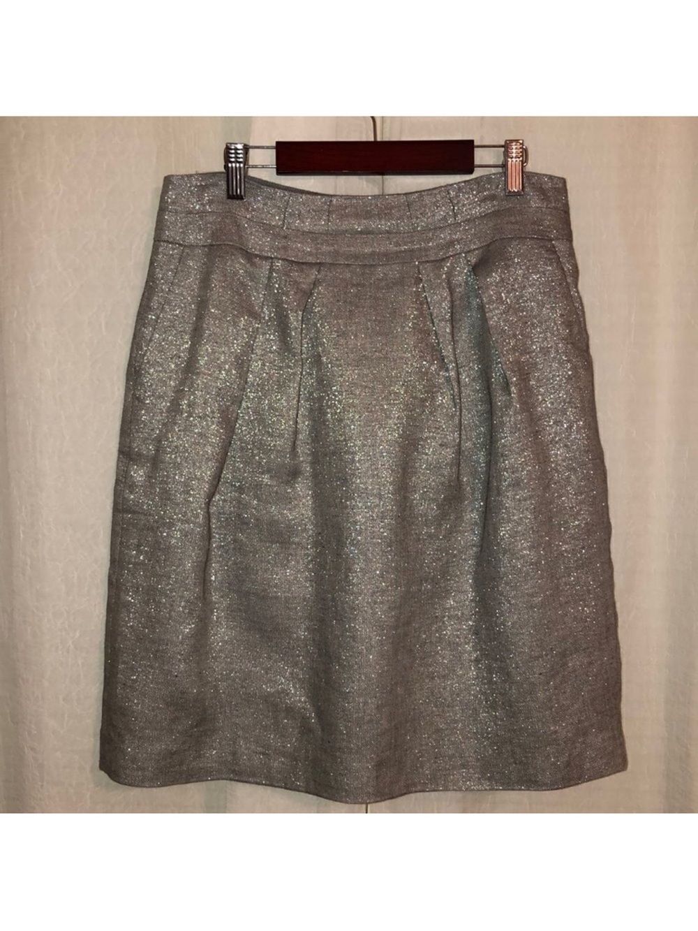 Talbots 6 Silver Metallic Pencil Skirt with Pockets